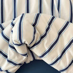 Ticking Stripe Jersey Bedding Set Soft Cotton Duvet Pillowcase