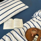 Ticking Stripe Jersey Bedding Set Soft Cotton Duvet Pillowcase