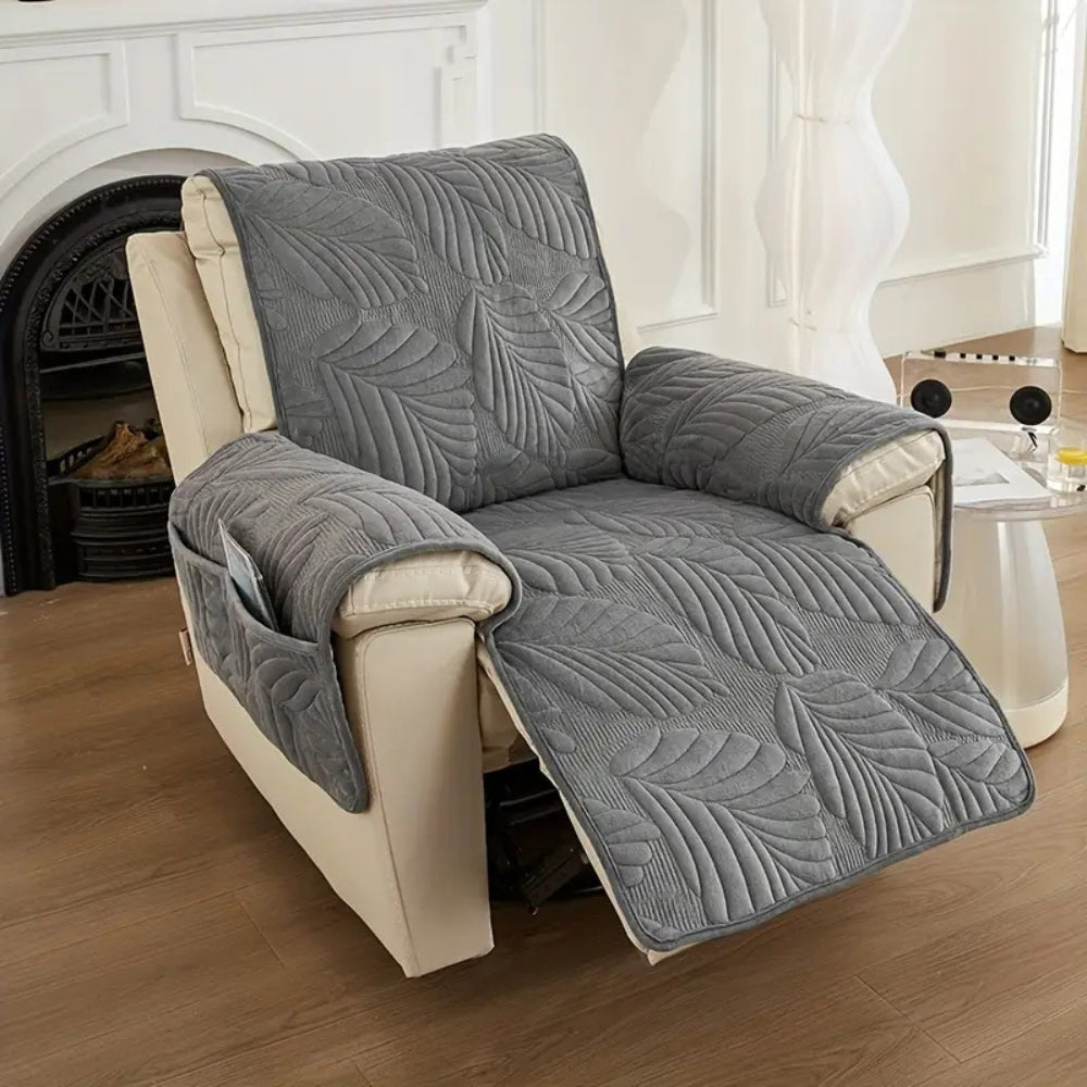 Recliner Chair Cover Leaf Pattern Slipcover Anti-Slip Protector Glenbrookhome
