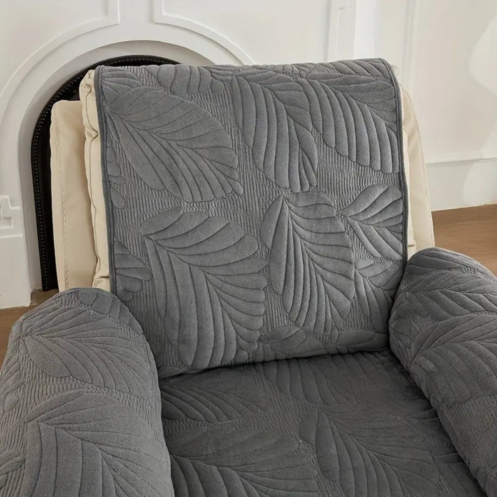 Recliner Chair Cover Leaf Pattern Slipcover Anti-Slip Protector Glenbrookhome