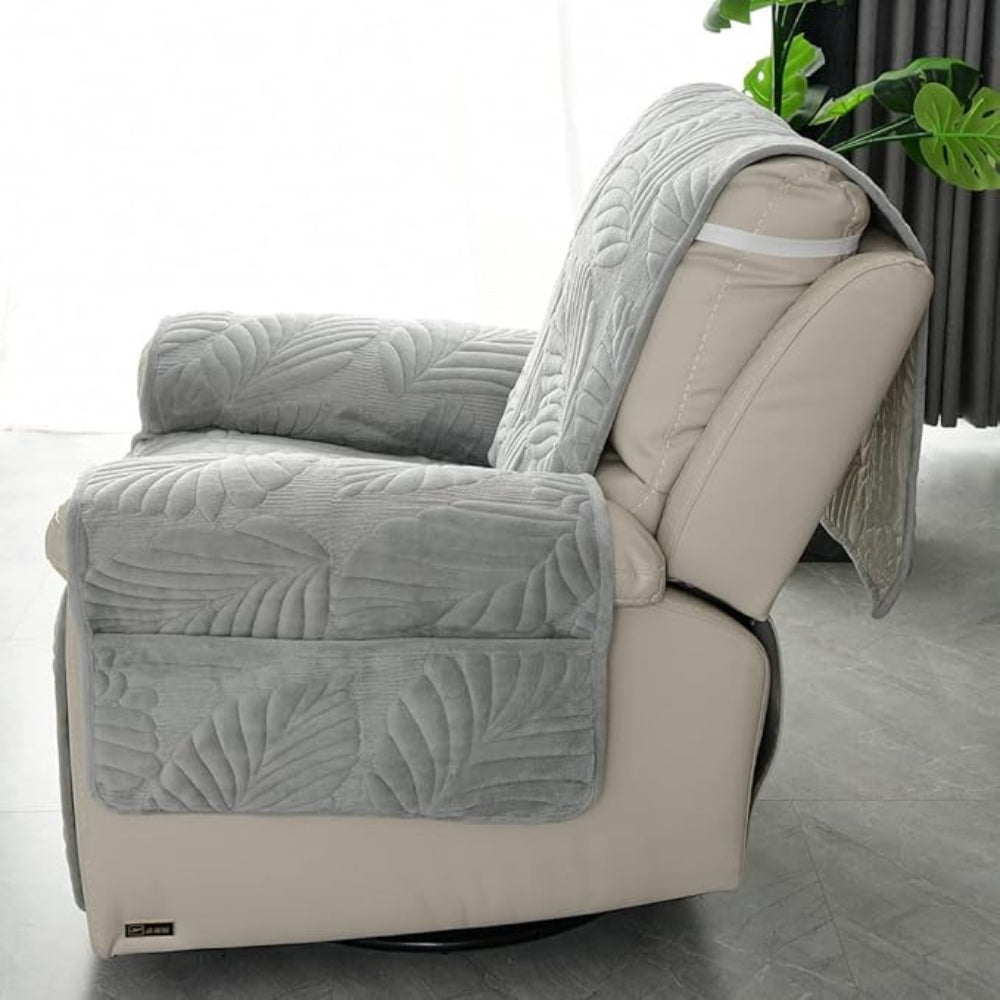 Recliner Chair Cover Leaf Pattern Slipcover Anti-Slip Protector Glenbrookhome