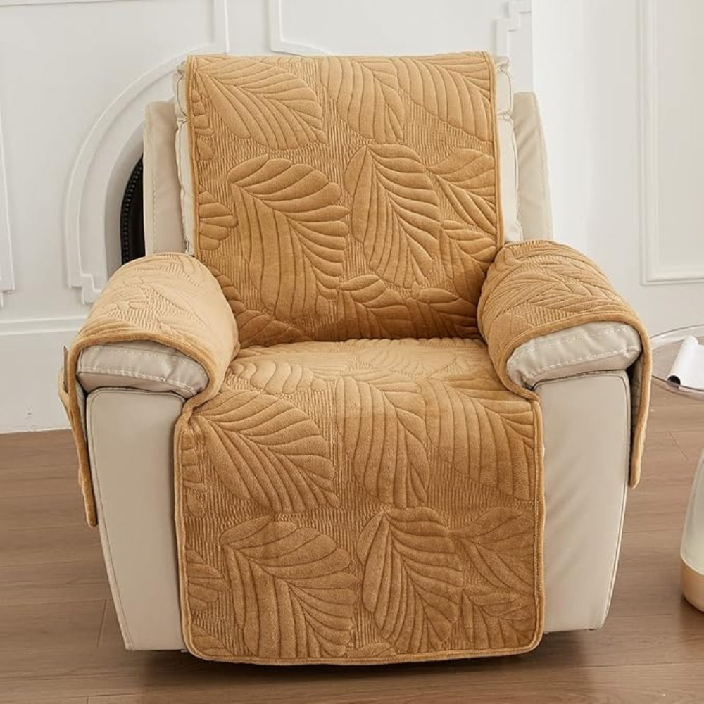 Recliner Chair Cover Leaf Pattern Slipcover Anti-Slip Protector Glenbrookhome