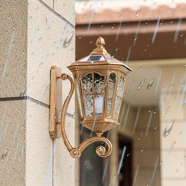 Vintage Solar Glass Lantern Wall Sconce 1-Light