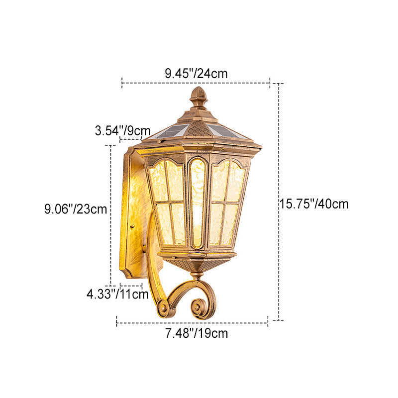 Vintage Solar Glass Lantern Wall Sconce 1-Light