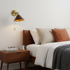 Vintage Dome Wooden Brass Wall Sconce 1-Light