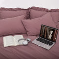 Purple Striped Bedding Set Cotton Duvet Cover Pillowcase