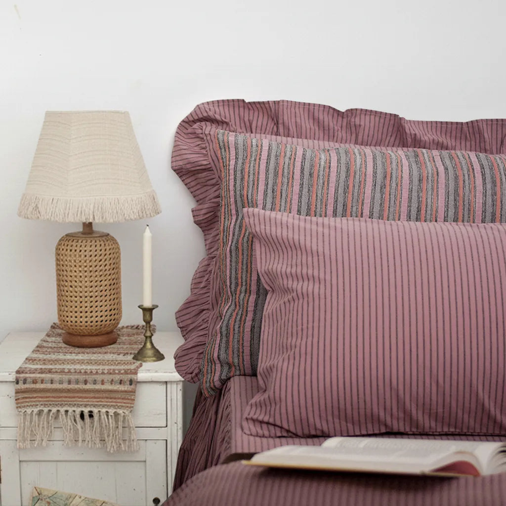 Purple Striped Bedding Set Cotton Duvet Cover Pillowcase