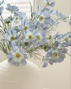 Artificial Ocean Blue Cosmos Flower Stem Faux Floral Decor