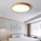 Modern Nordic Round Wooden LED Flush Mount Ceiling 1-Light