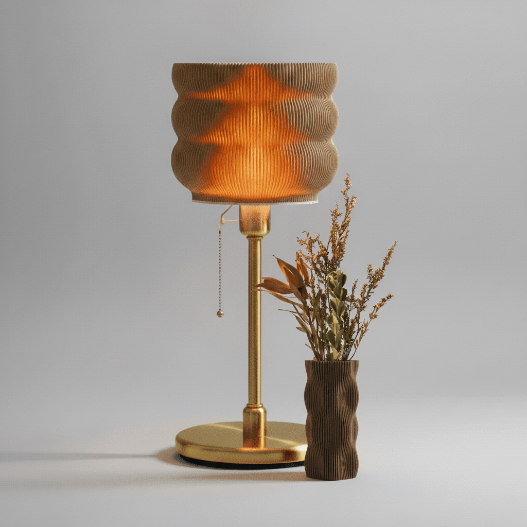 Big Brown and Wavy Bundle Ceramic Lamp and Vase Set Home Decor Glenbrookhome