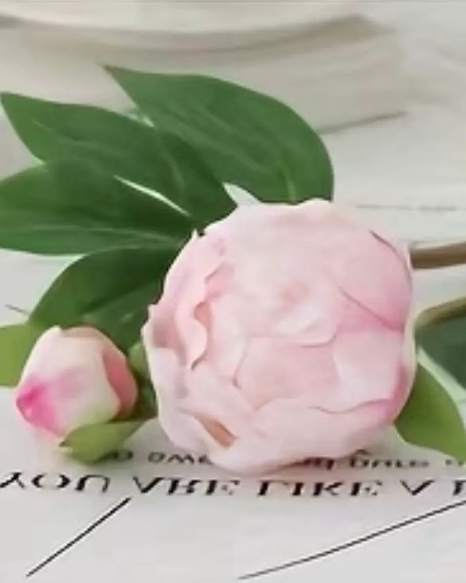 Artificial Luxury Pale Pink Double Peony Flower Stem Faux