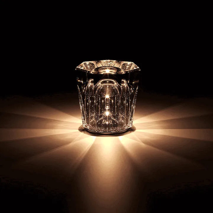 Crystal Gem LED Table Lamp – Faceted Glass Decorative Night Light for Bedroom, Living Room & Dining
