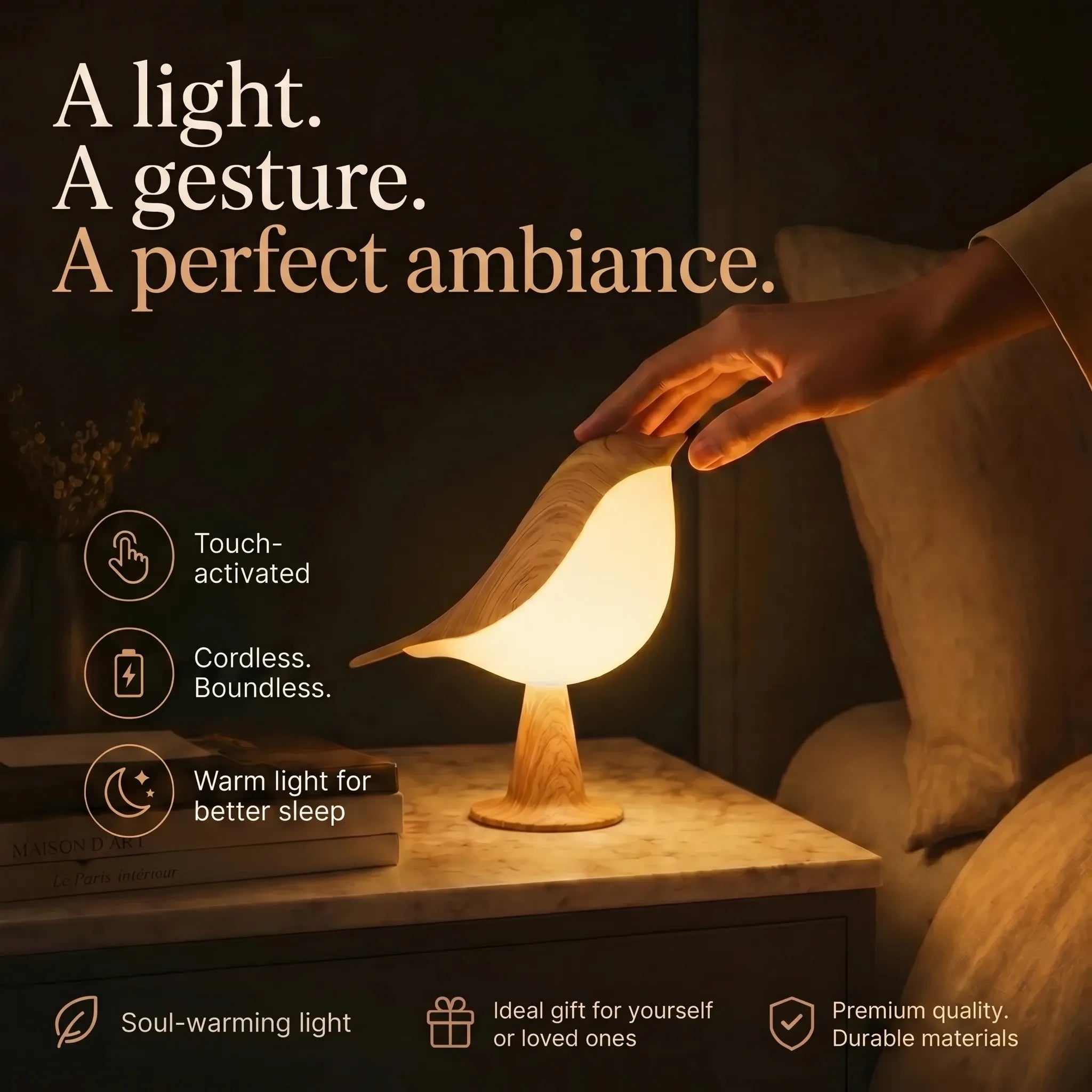 Bird Table Lamp LED Glowing Night Light Decorative Animal Desk Lamp for Bedroom