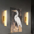 Modern Minimalist Spanish Marble & Copper LED Wall Sconce – Luxury Stone Wall Light 1-Light