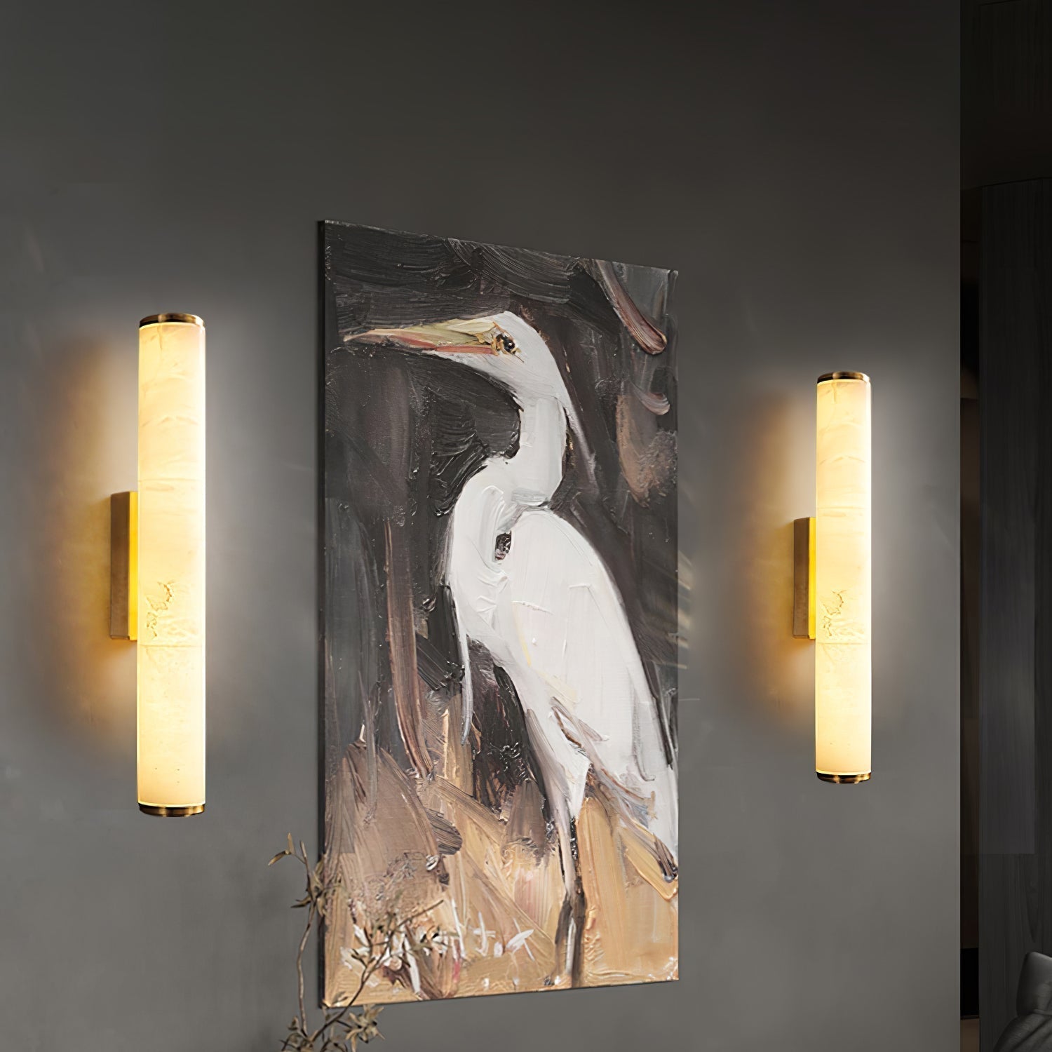 Modern Minimalist Spanish Marble & Copper LED Wall Sconce – Luxury Stone Wall Light 1-Light