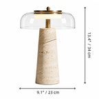 Ryn Wabi‑Sabi Travertine Glass Mushroom Table Light