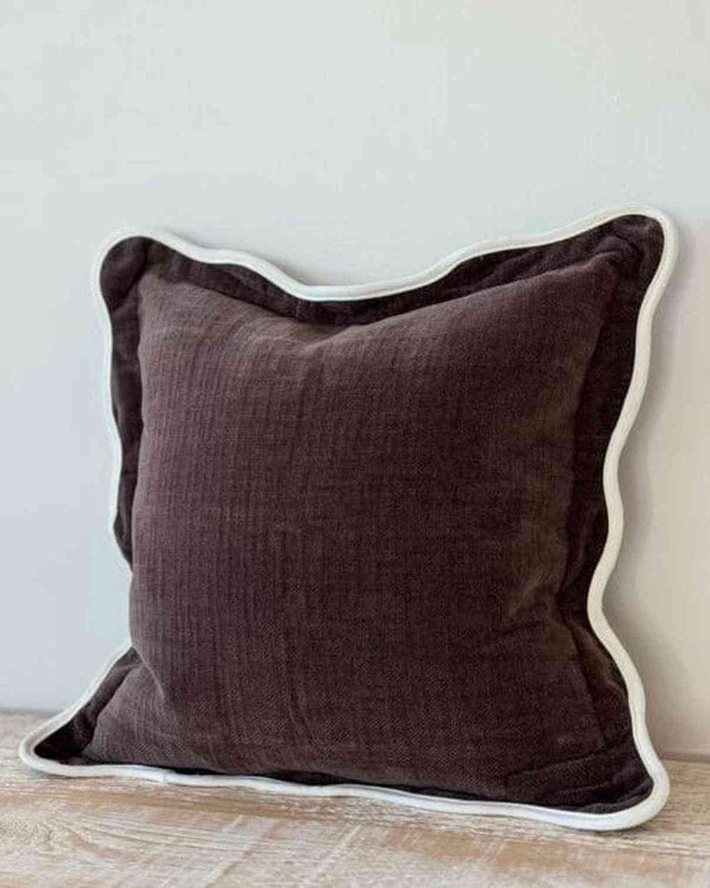 Chloe Extra Large Brown Square Scalloped Cushion Cover Sofa Decor