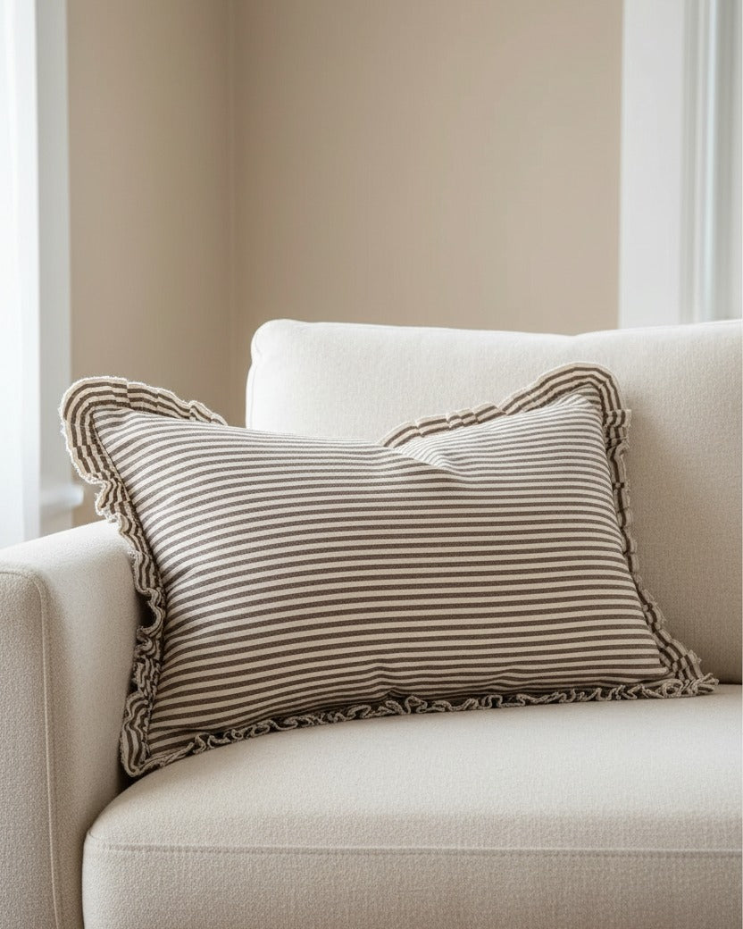Darcy Chocolate Brown Pinstripe Cushion Cover Rectangle
