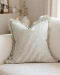Hallie Olive Green Pinstripe Cushion Cover Sofa Decor