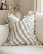 Hallie Olive Green Pinstripe Cushion Cover Sofa Decor