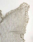 Hallie Olive Green Pinstripe Cushion Cover Sofa Decor