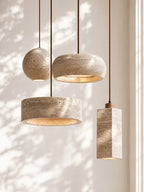 Kairi Natural Travertine Stone Vintage Cream Pendant Light