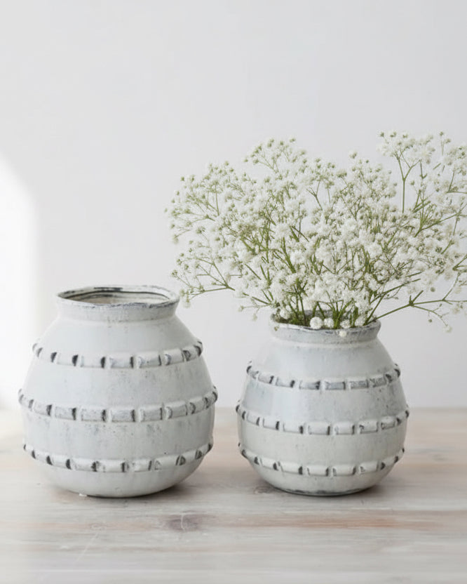 White Ceramic Deke Vase Elegant Home Decor