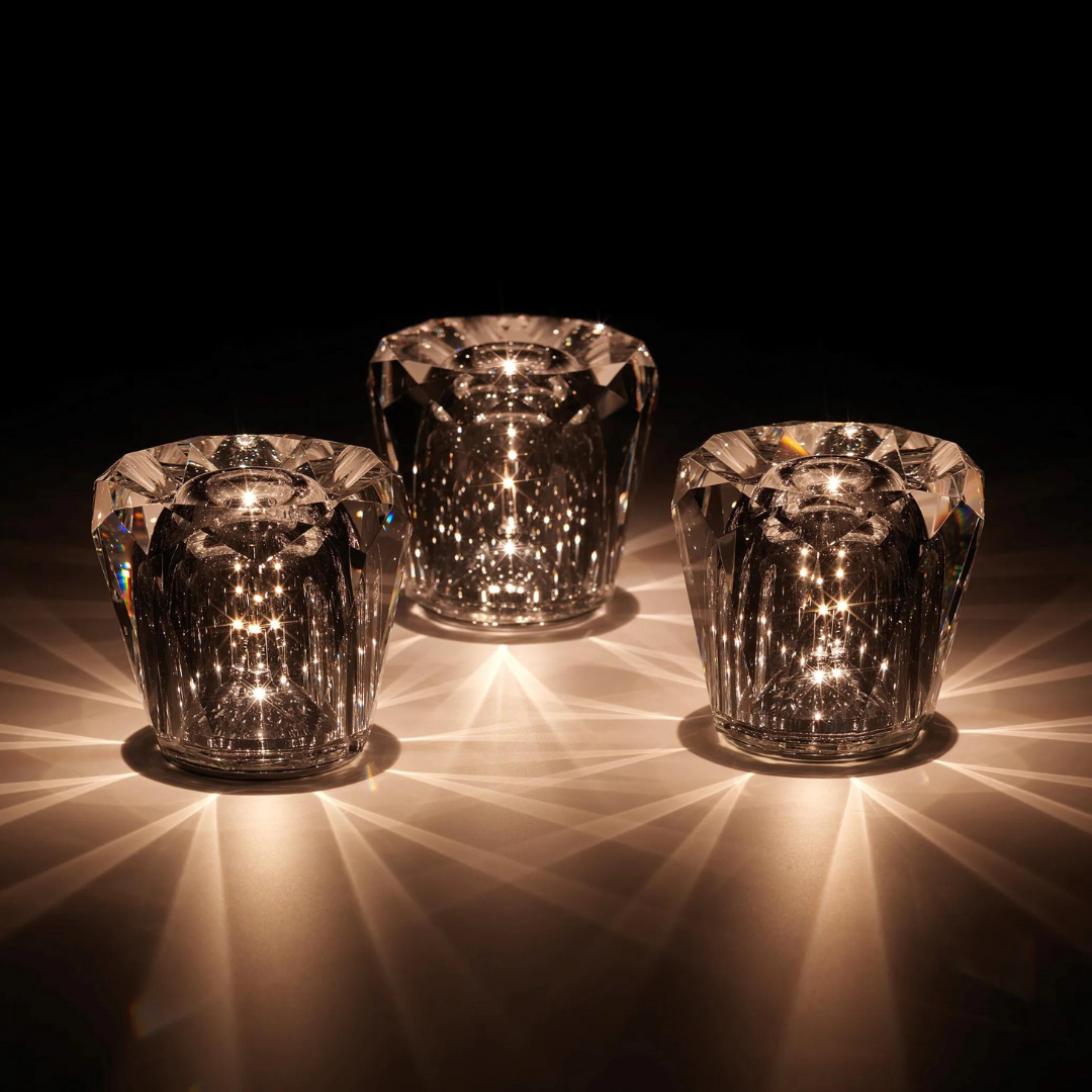 Crystal Gem LED Table Lamp – Faceted Glass Decorative Night Light for Bedroom, Living Room & Dining