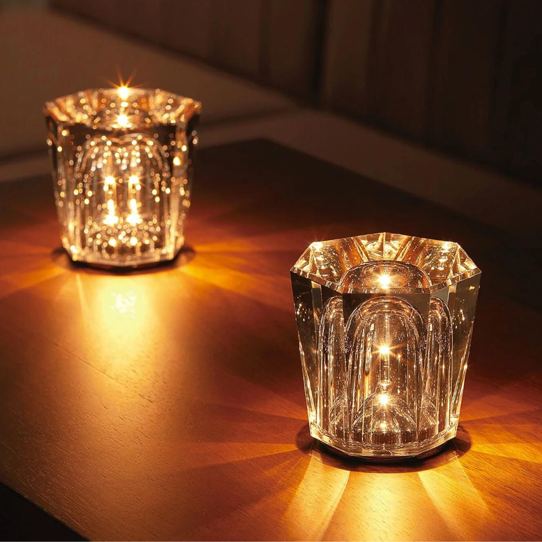 Crystal Gem LED Table Lamp – Faceted Glass Decorative Night Light for Bedroom, Living Room & Dining