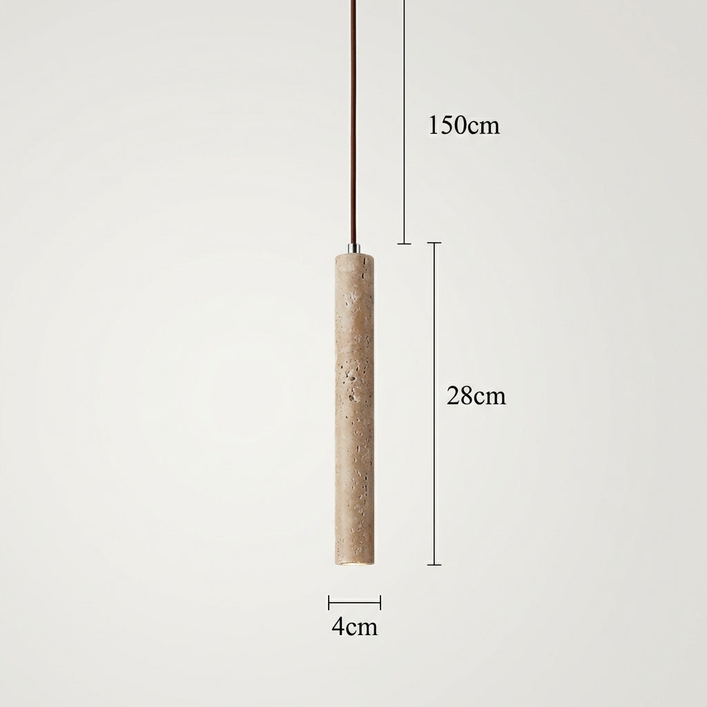 Minimalist Travertine Cylinder Pendant Light 1-Light