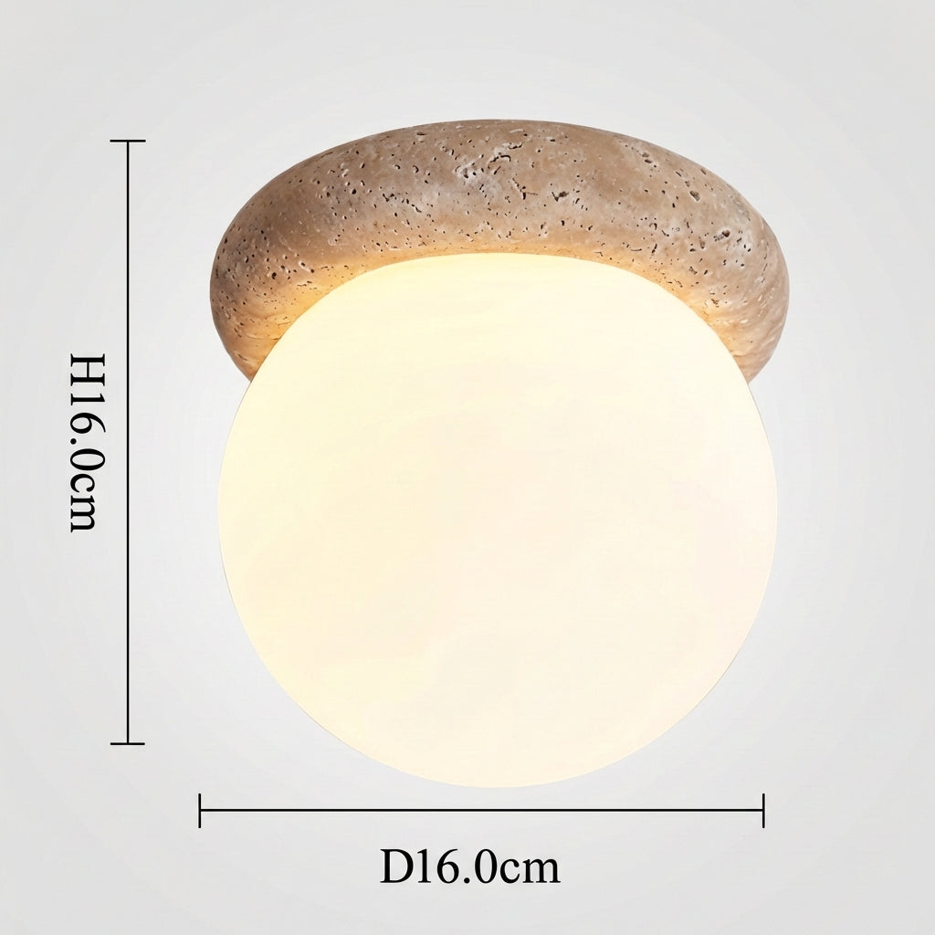 Modern Travertine Stone Round Outdoor Wall Light LED 1-Light