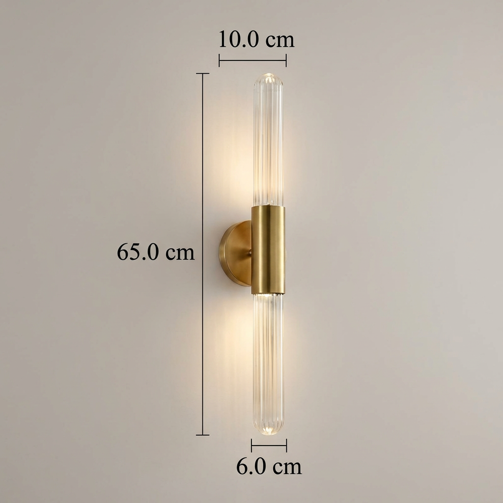 Nordic Water-Ripple Glass Brass Wall Sconce LED 1-Light
