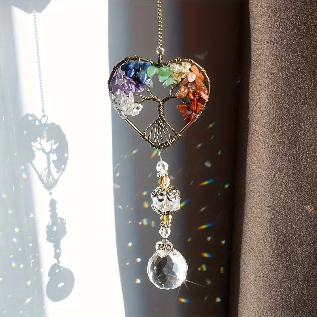 Crystal Tree of Life Suncatcher Rainbow Window Hanging Prism Sun Catcher Decor
