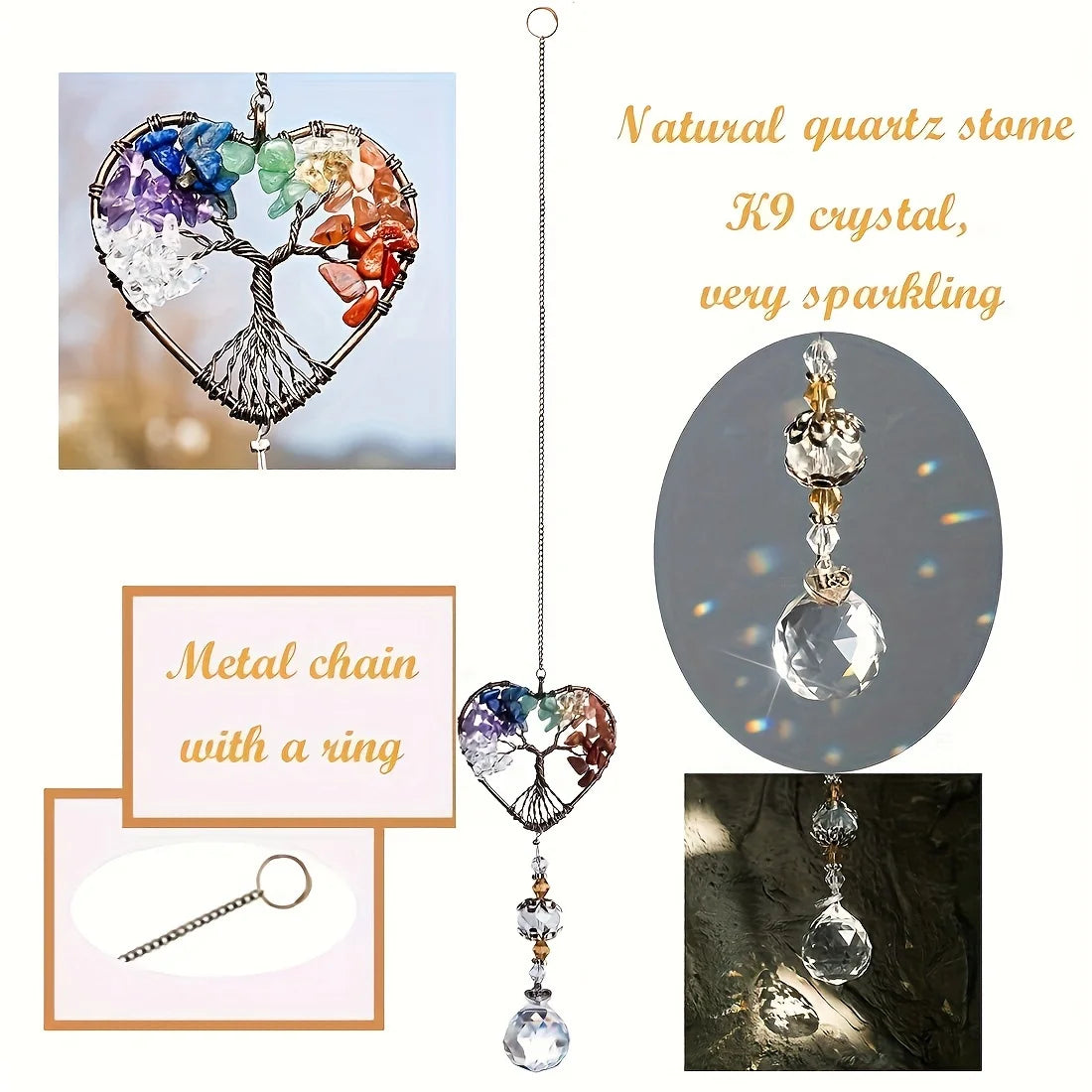 Crystal Tree of Life Suncatcher Rainbow Window Hanging Prism Sun Catcher Decor