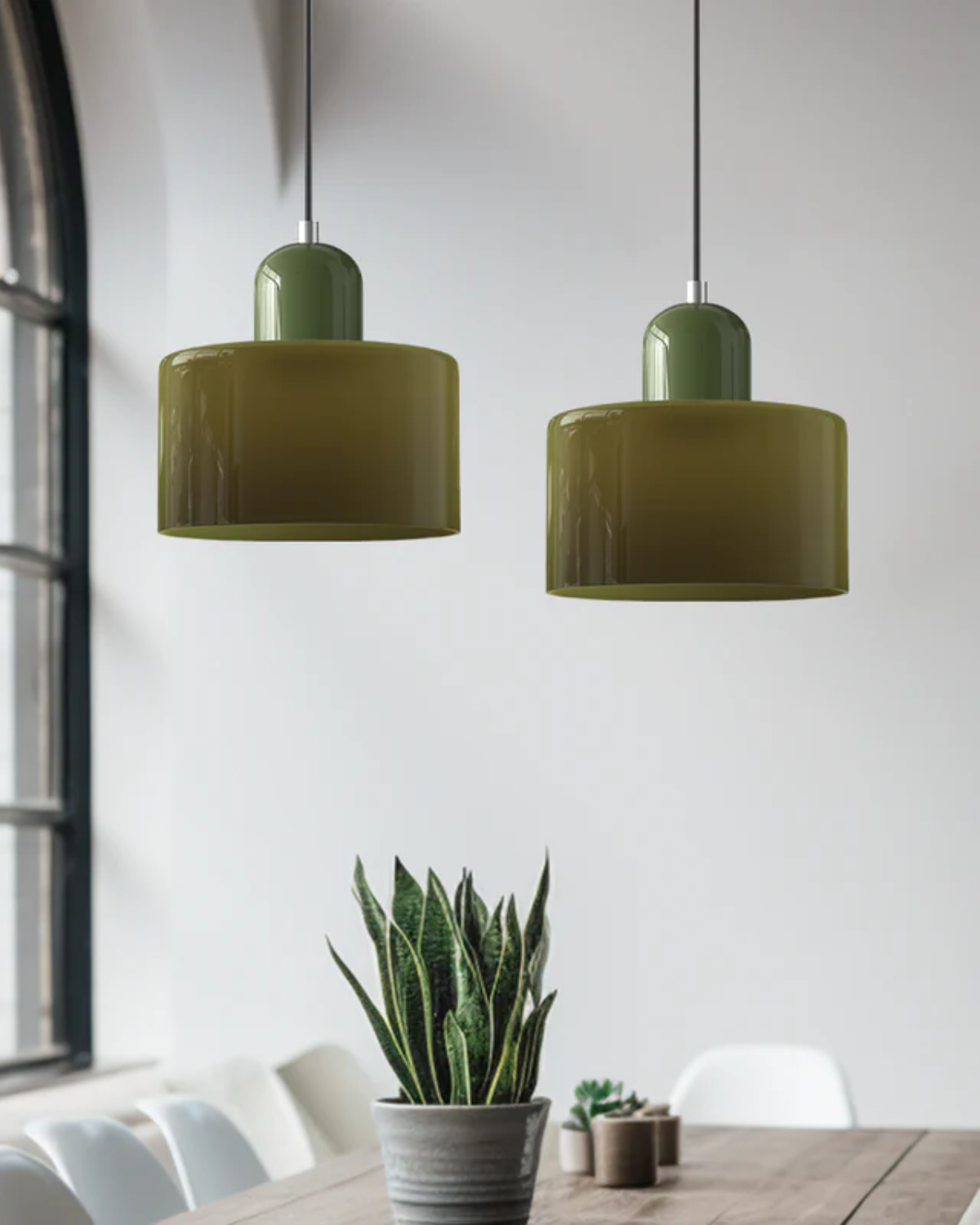 Modern Glass Cylinder Pendant 1-Light