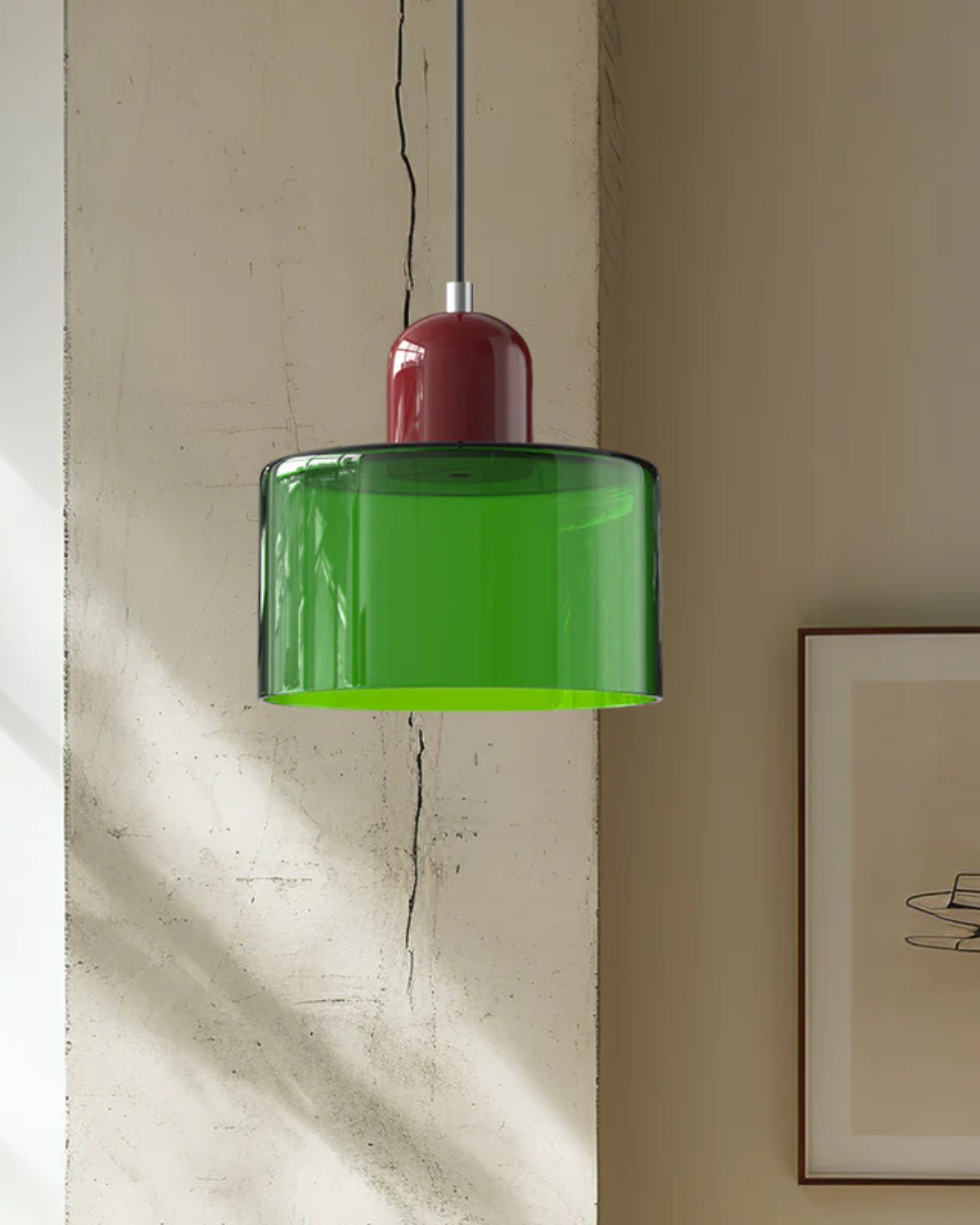 Modern Glass Cylinder Pendant 1-Light