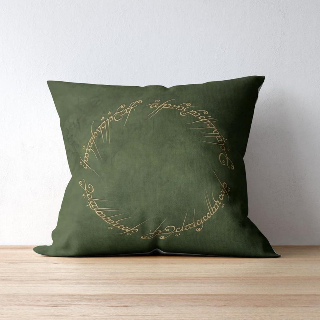 Elvish Ring Script Decorative Throw Pillow LOTR Inspired Home Decor