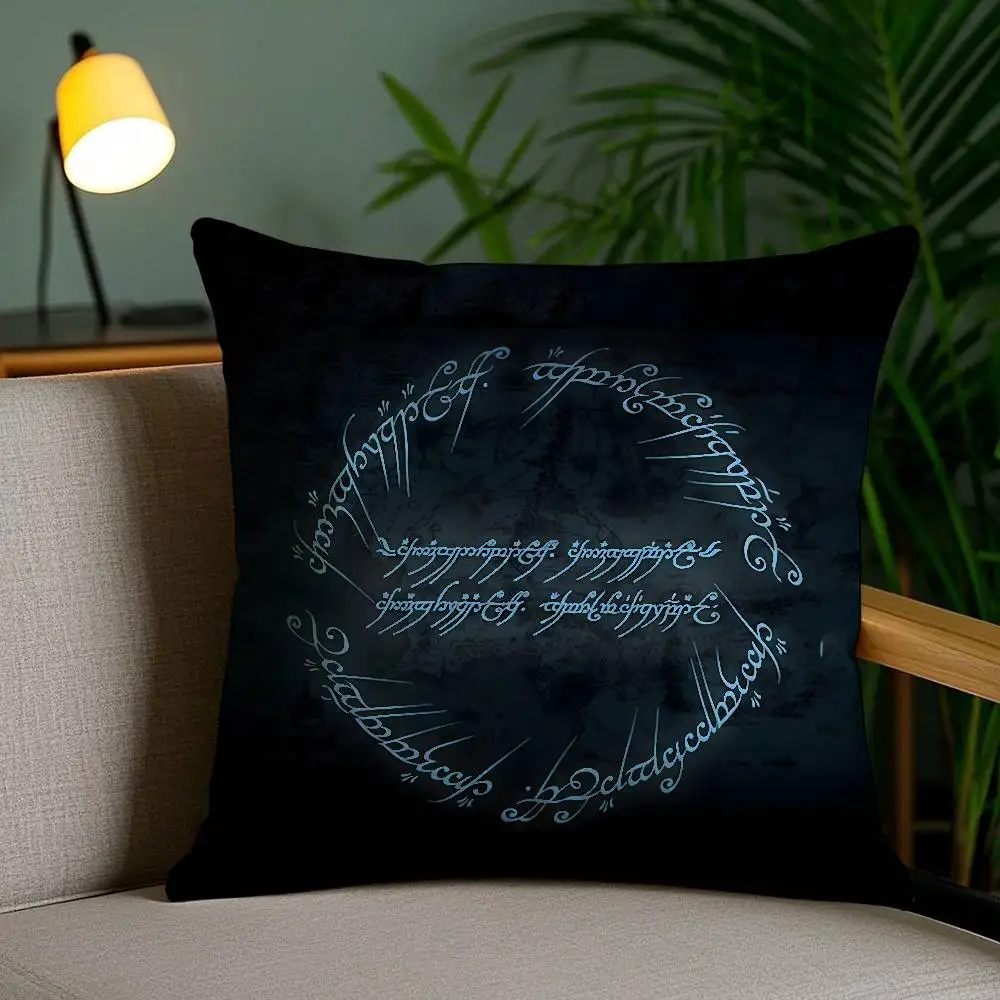 Elvish Ring Script Decorative Throw Pillow LOTR Inspired Home Decor