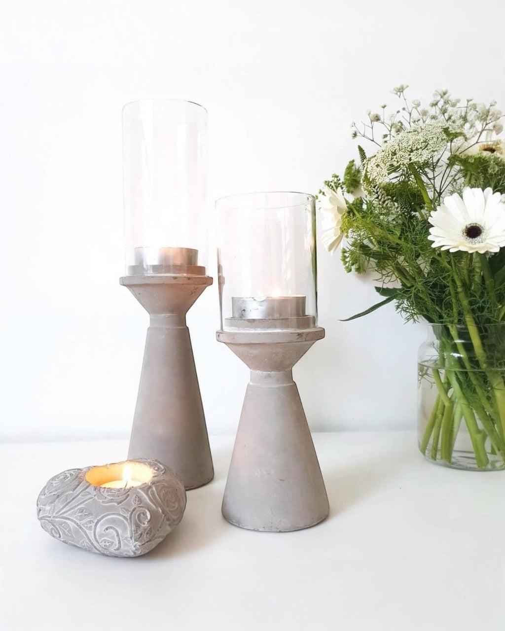 Stone Hurricane Tealight Candle Holders Home Decor