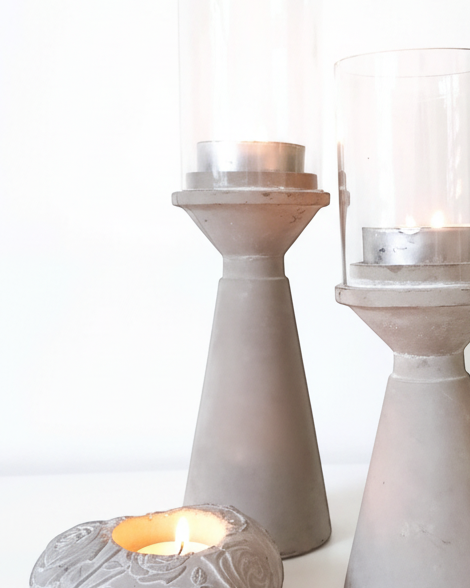 Stone Hurricane Tealight Candle Holders Home Decor