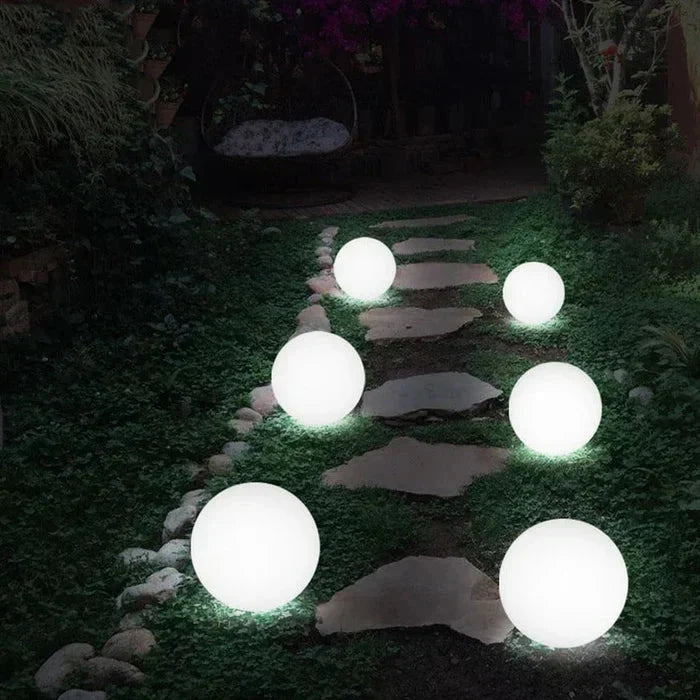 Modern PE Globe Outdoor Garden Light LED Rechargeable