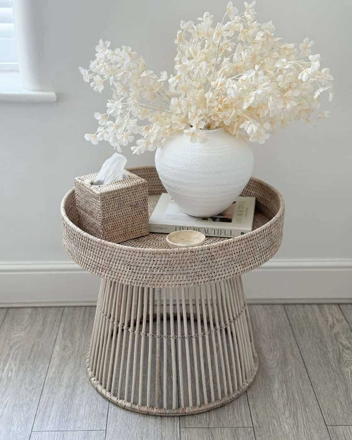 Artificial White Blossom Stem Faux Floral Branch Home Decor
