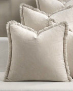 Frayed Edge Neutral Cushion Cover Boho Sofa Decor