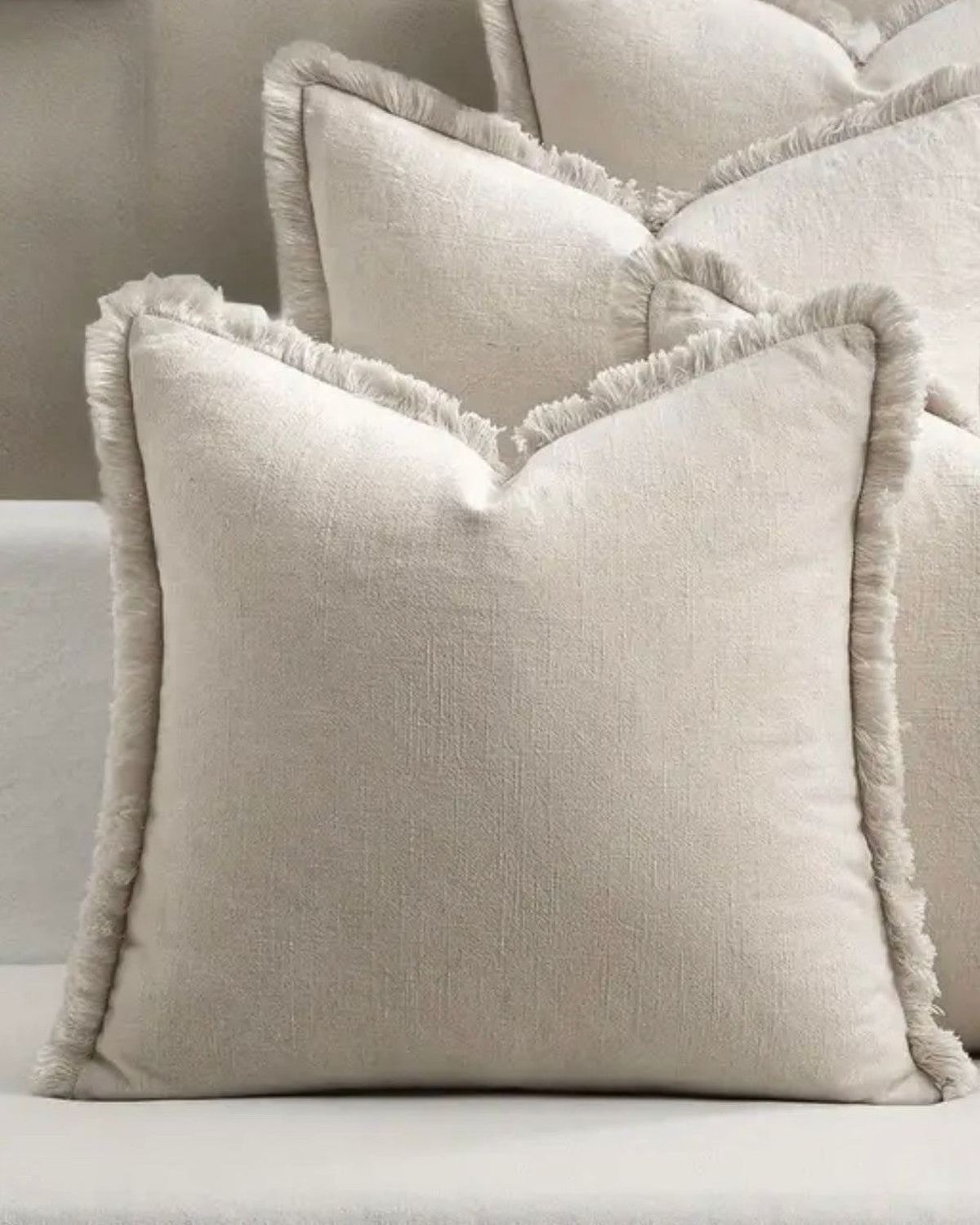 Frayed Edge White Cushion Cover Boho Cotton Pillow Case
